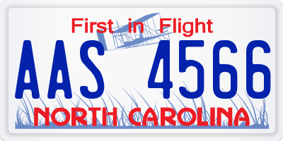 NC license plate AAS4566