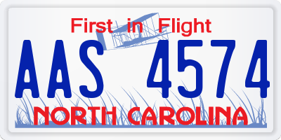 NC license plate AAS4574