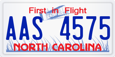NC license plate AAS4575