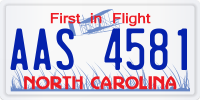 NC license plate AAS4581