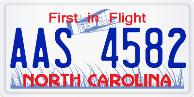 NC license plate AAS4582