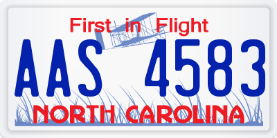 NC license plate AAS4583