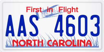 NC license plate AAS4603