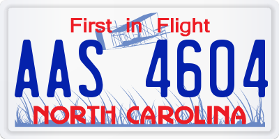 NC license plate AAS4604