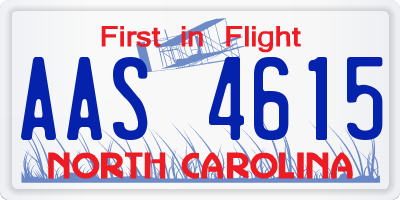 NC license plate AAS4615
