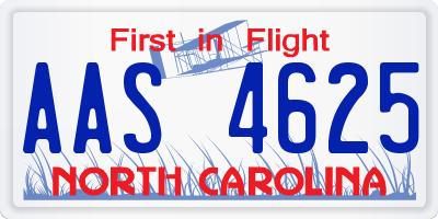 NC license plate AAS4625