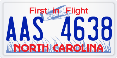 NC license plate AAS4638