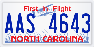 NC license plate AAS4643