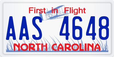 NC license plate AAS4648
