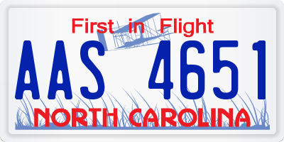 NC license plate AAS4651