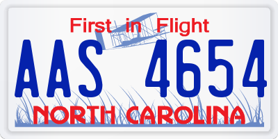 NC license plate AAS4654
