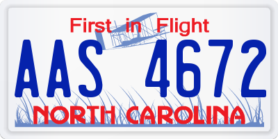 NC license plate AAS4672