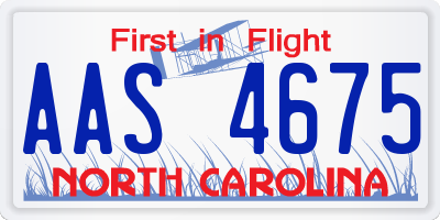 NC license plate AAS4675