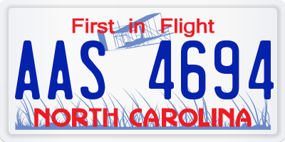 NC license plate AAS4694