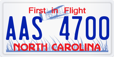 NC license plate AAS4700