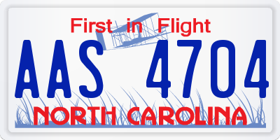 NC license plate AAS4704