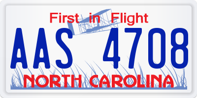 NC license plate AAS4708