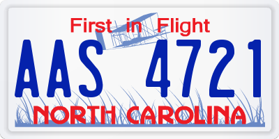 NC license plate AAS4721