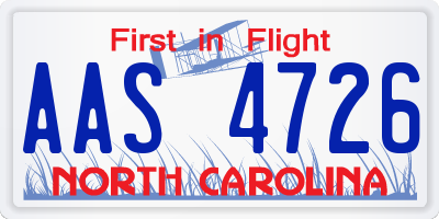 NC license plate AAS4726