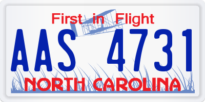 NC license plate AAS4731
