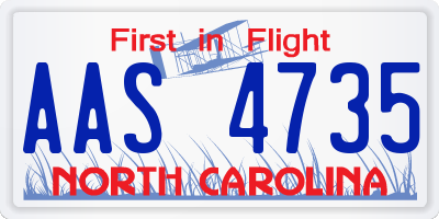 NC license plate AAS4735