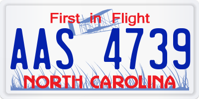 NC license plate AAS4739