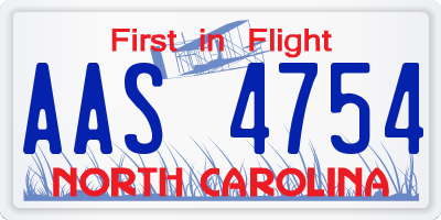 NC license plate AAS4754