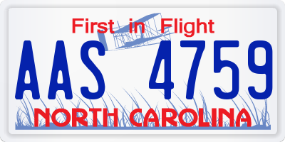 NC license plate AAS4759