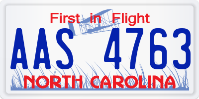 NC license plate AAS4763