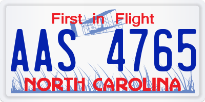 NC license plate AAS4765
