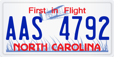NC license plate AAS4792
