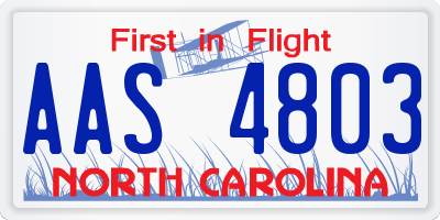 NC license plate AAS4803