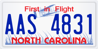 NC license plate AAS4831