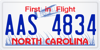 NC license plate AAS4834