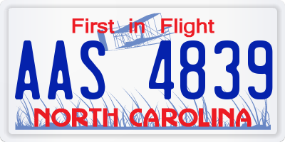 NC license plate AAS4839