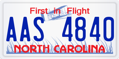 NC license plate AAS4840