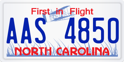 NC license plate AAS4850