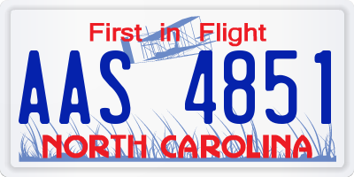 NC license plate AAS4851