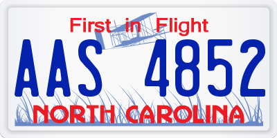 NC license plate AAS4852