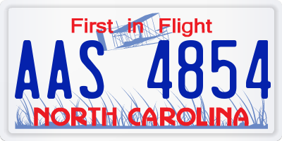 NC license plate AAS4854