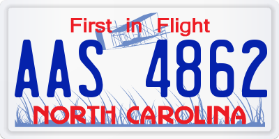 NC license plate AAS4862
