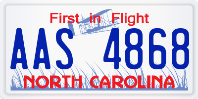 NC license plate AAS4868