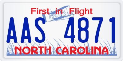 NC license plate AAS4871