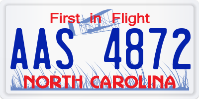 NC license plate AAS4872
