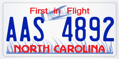 NC license plate AAS4892