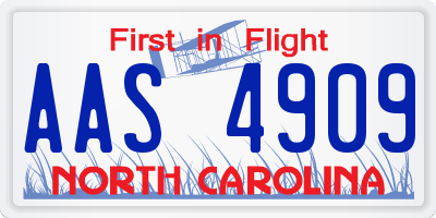 NC license plate AAS4909