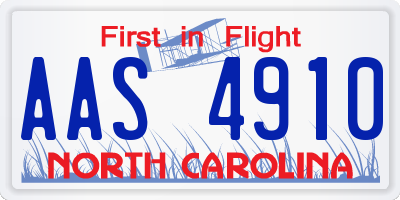 NC license plate AAS4910