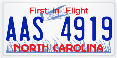 NC license plate AAS4919