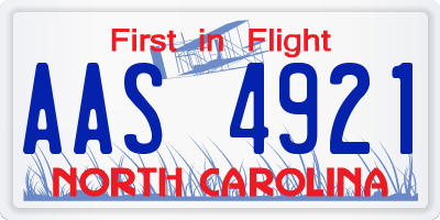 NC license plate AAS4921