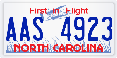 NC license plate AAS4923